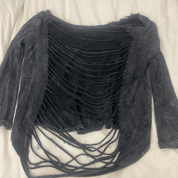 Distressed Sweater with Open Back - Picture 3 of 3